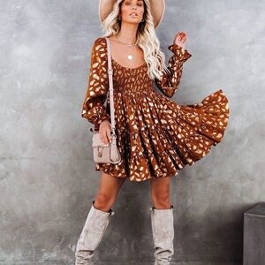 Gold Foil Swing Dress